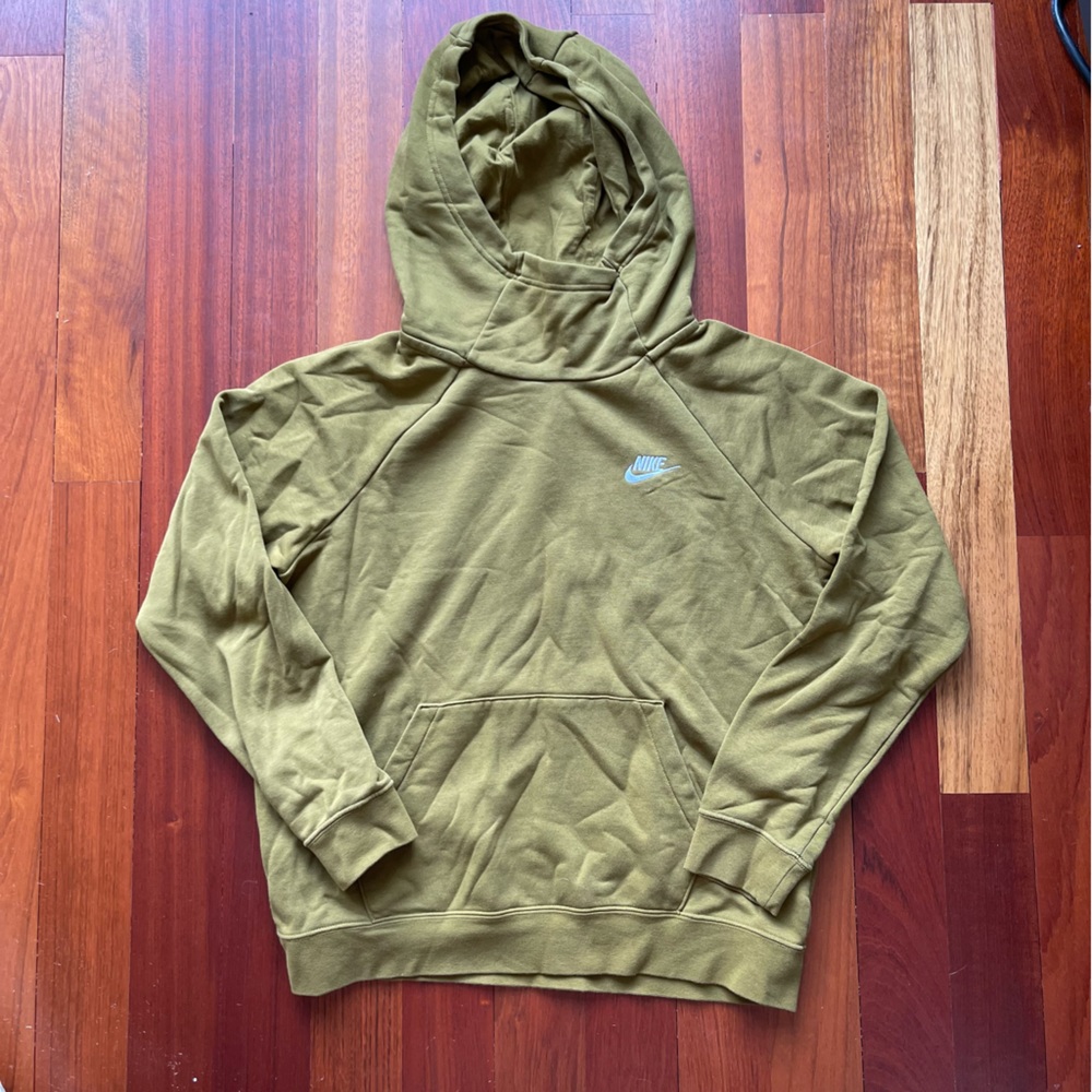 Nike Women’s Size Large Olive Green Funnel Neck Club Fleece Hoodie